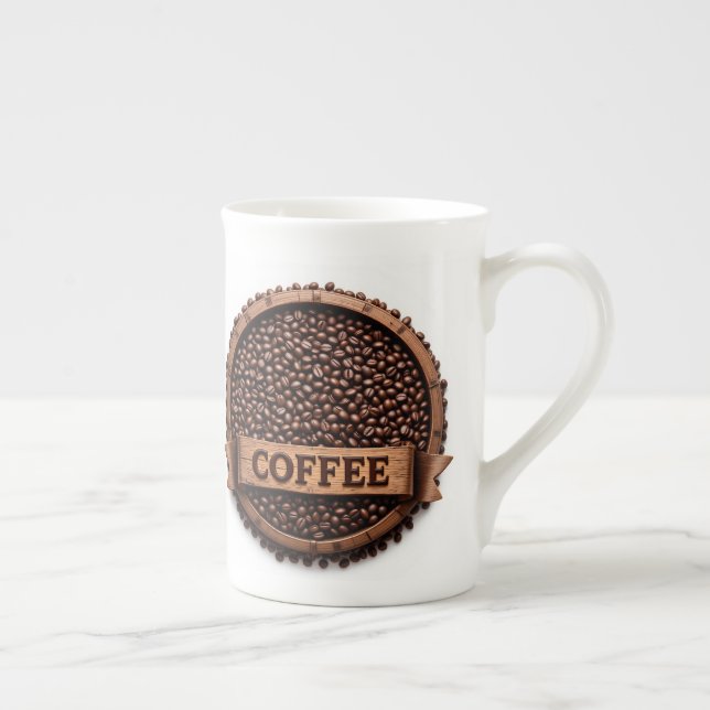 Cirkulär arrangemang av kaffebönor benporslin mugg (Höger)
