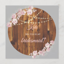 Cirkulär blommig ljusslinga i trä brudtärna-kort