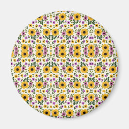 Cirkulär blomsterknapp med levande gult magnet