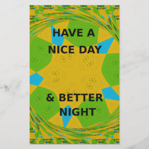 Cirkulär design "Ha en trevlig dag och bättre natt Brevpapper