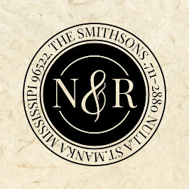Cirkulär för Monogrammed Family Namn-Returadress Självfärgande Stämpel