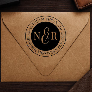 Cirkulär för Monogrammed Family Namn-Returadress Självfärgande Stämpel