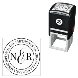 Cirkulär för Monogrammed Family Namn-Returadress Självfärgande Stämpel