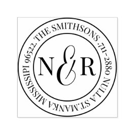 Cirkulär för Monogrammed Family Namn-Returadress Självfärgande Stämpel
