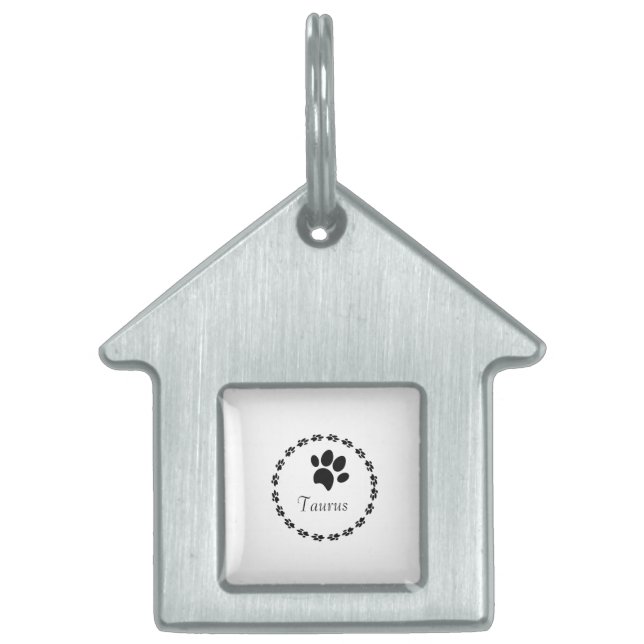 Cirkulär logotyp med namn och fotavtryck ID-bricka husdjur (Framsidan)