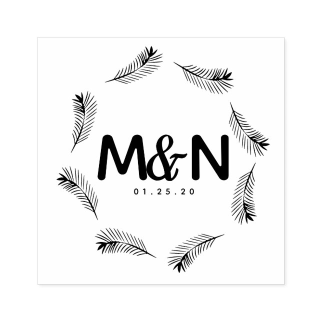 Cirkulär över Tropical Handflatan Löv i bröllop Lo Stämpel (Tryck)