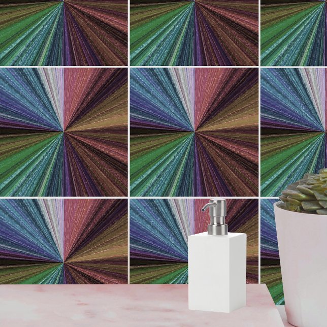 Cirkulär övertoning Jordens regnbåge Kakelplatta (Circular Gradient Earthy Rainbow Tile)