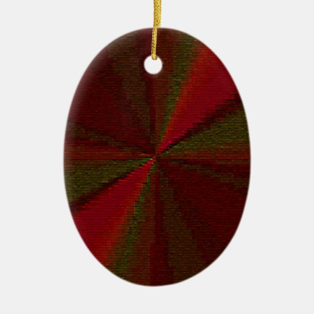 Cirkulär övertoningsmönsterröd till Grönt Julgransprydnad Keramik (Framsidan)