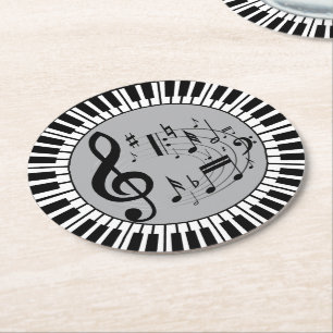 Cirkulär Piano Nycklar och Musik noter Underlägg Papper Rund