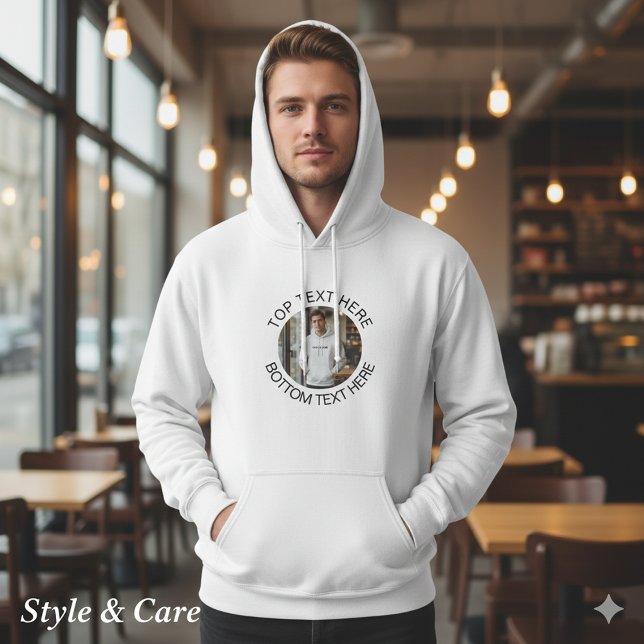 Cirkulär text med bild Snygg personlig hoodie (Circle Text with Image Stylish Personalized Hoodie)