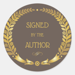 Cirkulär undertecknad av Bok-skyltans fästmärke Runt Klistermärke