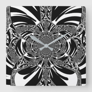 Cirkulär Zebra Kaleidoscope Art-utskrift Fyrkantig Klocka