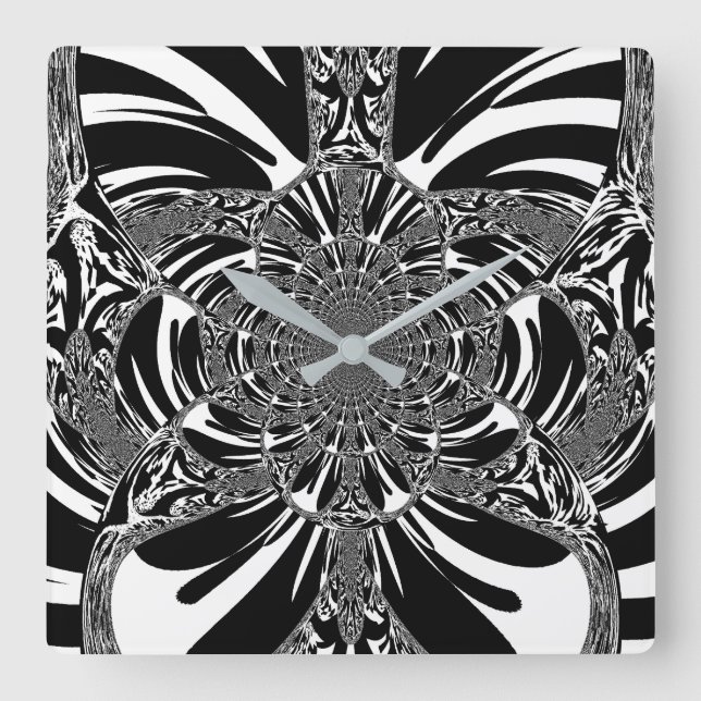 Cirkulär Zebra Kaleidoscope Art-utskrift Fyrkantig Klocka (Framsida)