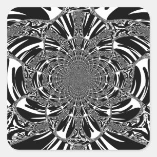 Cirkulär Zebra Kaleidoscope Art-utskrift Fyrkantigt Klistermärke