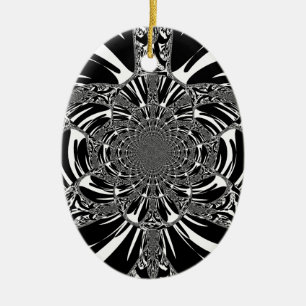 Cirkulär Zebra Kaleidoscope Art-utskrift Julgransprydnad Keramik