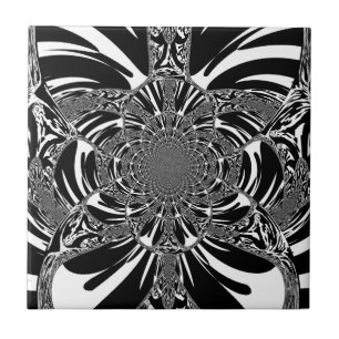 Cirkulär Zebra Kaleidoscope Art-utskrift Kakelplatta