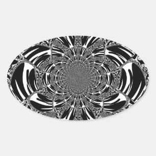 Cirkulär Zebra Kaleidoscope Art-utskrift Ovalt Klistermärke
