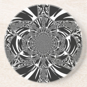 Cirkulär Zebra Kaleidoscope Art-utskrift Underlägg Sandsten