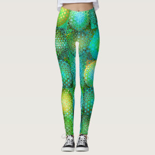 Cirkulära färgglada former mosaik leggings