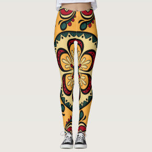 Cirkulära prydnadsföremål, färglöst, sömlös mönste leggings