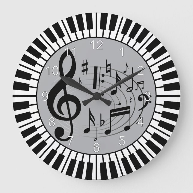 Cirkulärpianonycklar och musik noter stor klocka (Framsida)