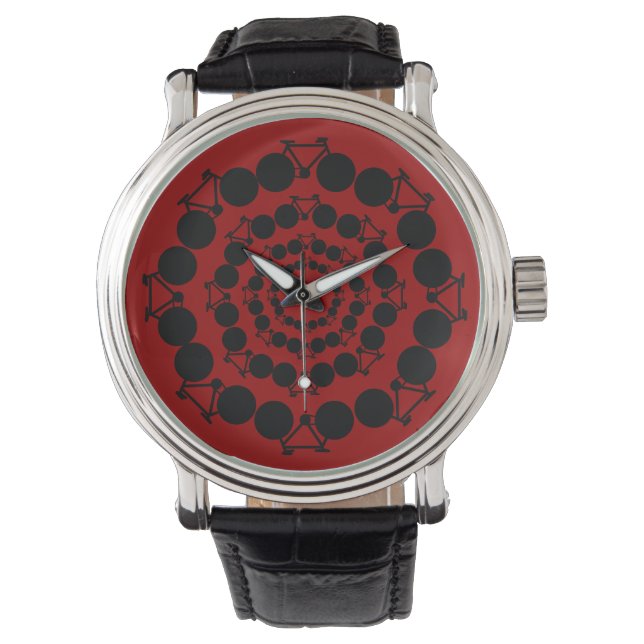 cirkulärsvarten cyklar elegant design armbandsur (Framsida)