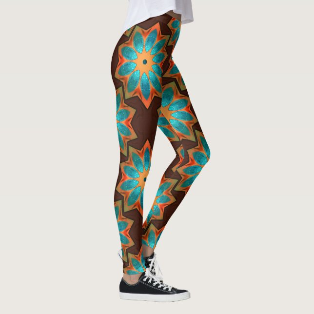 Cirkulärt kaleidoskop i en blandning av vedartade  leggings (Höger)