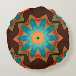 Cirkulärt kaleidoskop i en blandning av vedartade rund kudde