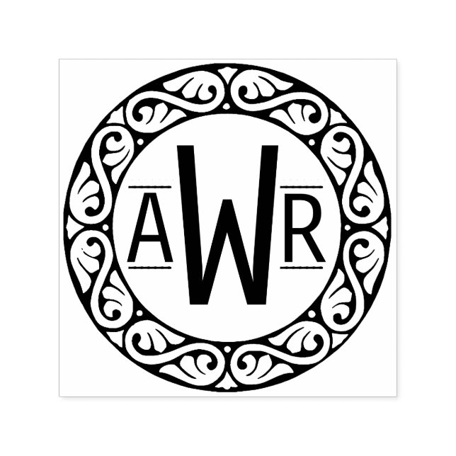 Cirkulärt rullverk Ram Initialer ID431 Självfärgande Stämpel (Design)