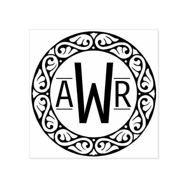 Cirkulärt rullverk Ram Initialer ID431 Stämpel (Tryck)