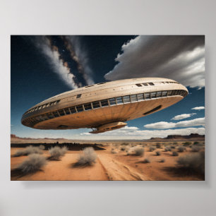 Cirkulärt UFO över öknen Poster