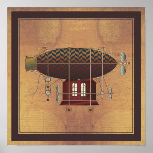 Cirkulationspressen Petite Rouge Steampunk som fly Poster