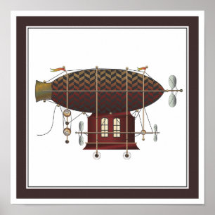 Cirkulationspressen Petite Rouge Steampunk som fly Poster