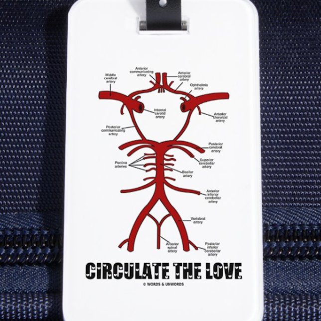 Cirkulera Kärlek (Willis cirkel) Bagagebricka (Luggage tag featuring Circle of Willis along with the caption "Circulate The Love")