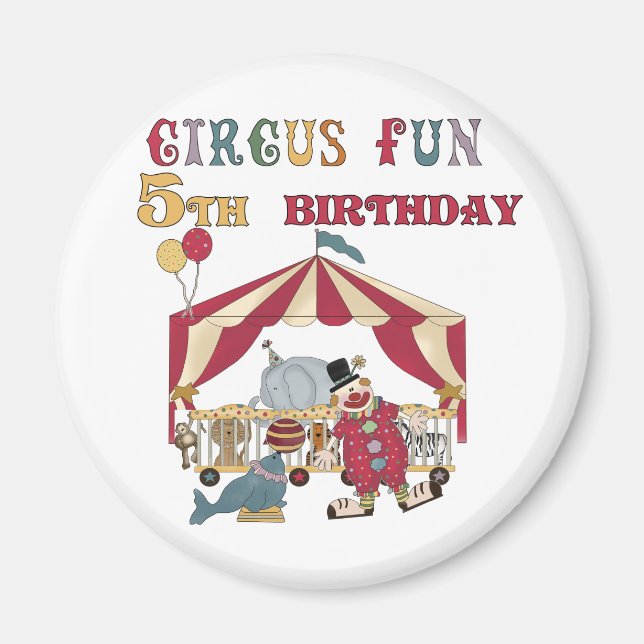 Cirkus 5:e födelsedag och gåvor magnet (Framsidan)