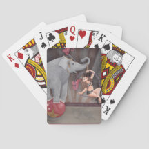 Cirkus Akrobat Elefant Spelkort Akvarell