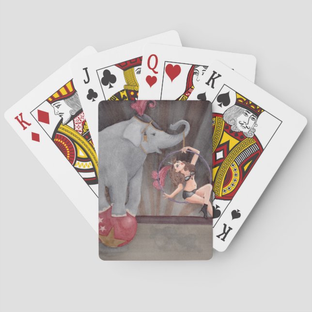 Cirkus Akrobat Elefant Spelkort Akvarell (Baksidan)