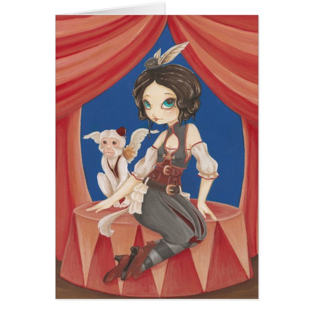 Cirkus - apa för steampunkfantasicirkus hälsningskort (Framsidan)