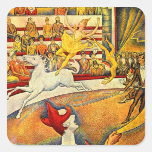 Cirkus av Georges Seurat, Vintage Finkonst Fyrkantigt Klistermärke