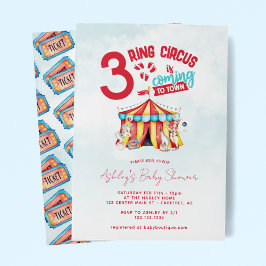 Cirkus Big Top Trillingar Baby Shower Inbjudningar