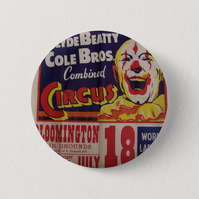 Cirkus "Clyde Beatty och ColeBros" Retro teater Knapp (Framsida)