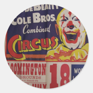 Cirkus "Clyde Beatty och ColeBros" Retro teater Runt Klistermärke