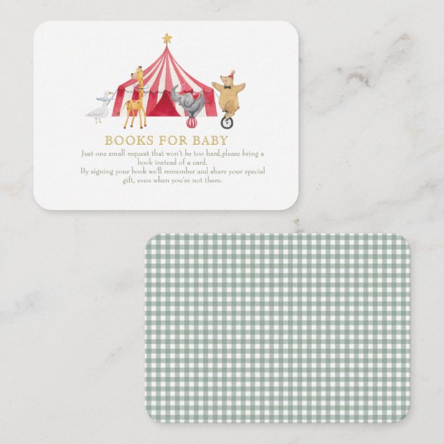 Cirkus Djur Böcker för bebis  Tilläggskort (Fram/baksida)