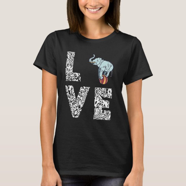 Cirkus Elefant Boll Balanserar Kärlek Leopard Kött T Shirt (Framsida)