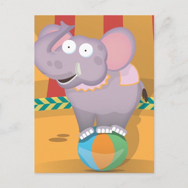 Cirkus Elefant Vykort (Framsida)