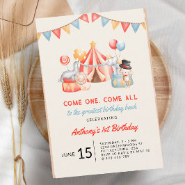 Cirkus Fiesta Första Födelsedag Modern Söt Inbjudningar