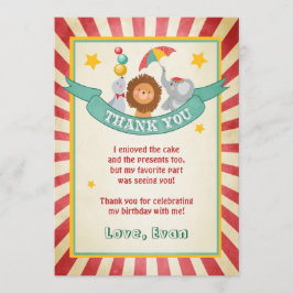 Cirkus födelsedag Tack-kort Karneval Vintage Tack Kort