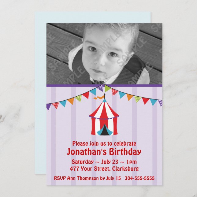 Cirkus Födelsedagsfest Foto Mall (Fram/baksida)