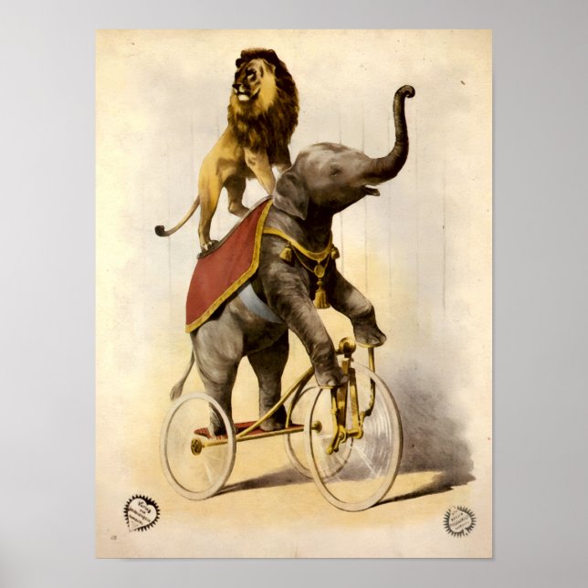 Cirkus från den viktorianska eran Lejon & Elefant  Poster (Framsidan)
