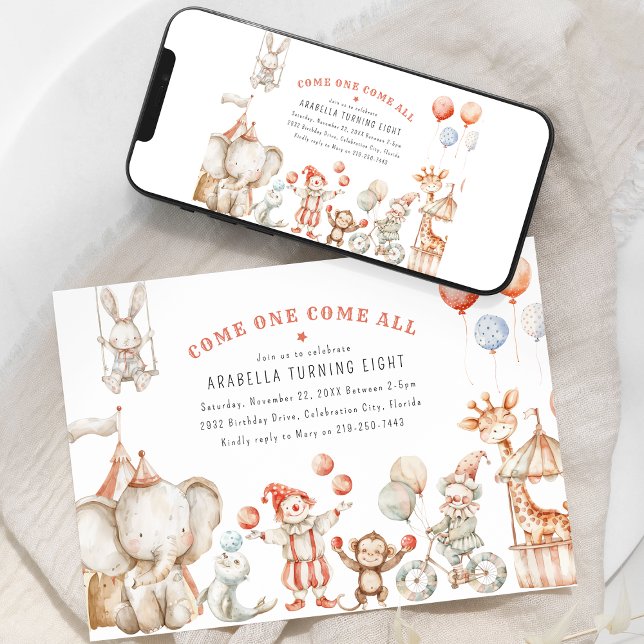 Cirkus-inspirerad födelsedagsinbjudan för barn inbjudningar (Skapare uppladdad)